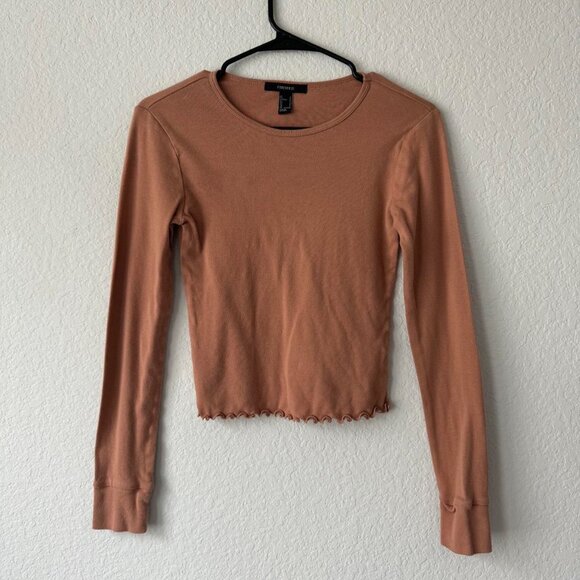 Brown Fitted Basic Long Sleeve Tee - Picture 2 of 6
